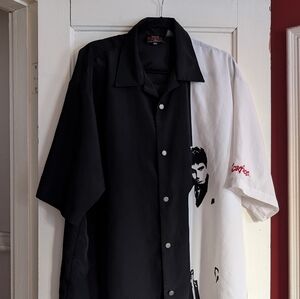 Vintage Scarface Men's 3XL Black and White Movie Poster Short Sleeve Shirt Y2K
